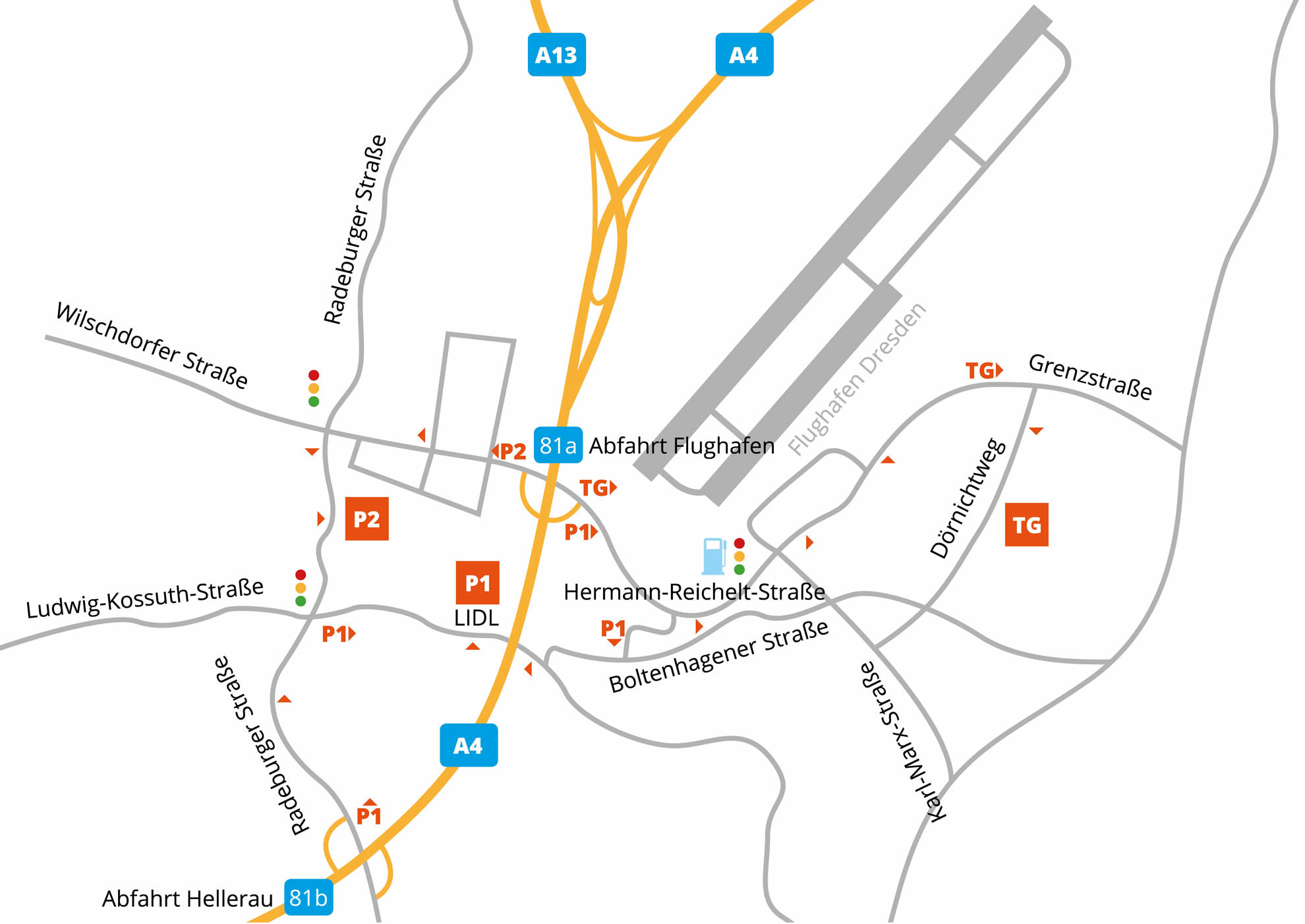 Parken am Flughafen Dresden: Anreise